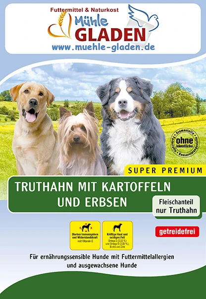 Gladen Truthahn Mit Kartoffel & Erbsen 15kg 3 Gladen Truthahn Mit Kartoffel & Erbsen 15kg